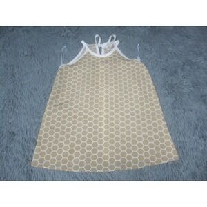 Womens Small Halter Top Casual Beige White Geometric Tank Casual